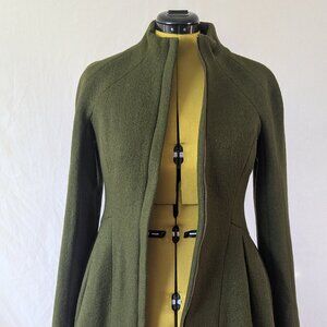 NWT | Nanette Lepore "Skyscape" Olive 100% Wool Coat | Size 10